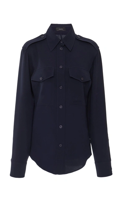 Shop Joseph Rainer Button Up Blouse In Navy