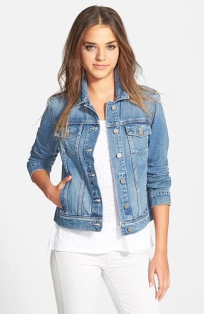 Shop Paige Denim 'rowan' Crop Denim Jacket In Stark