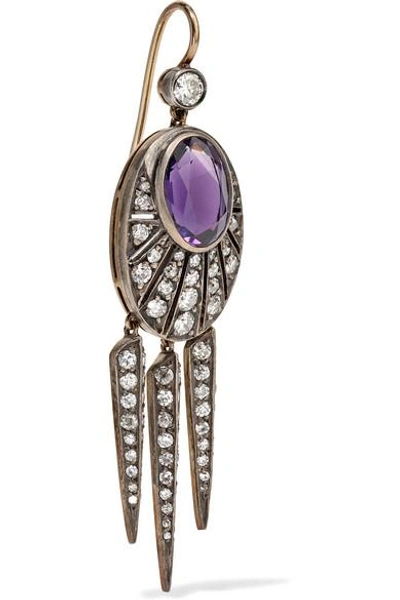 Shop Fred Leighton Collection 18-karat Gold, Silver, Diamond And Amethyst Earrings