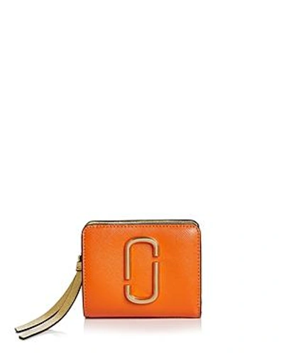 Shop Marc Jacobs Snapshot Mini Leather Wallet In New Orange Multi/gold