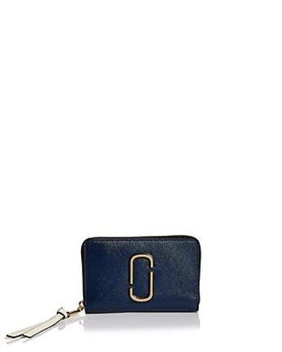Shop Marc Jacobs Snapshot Standard Small Leather Wallet In Blue Sea Multi/gold