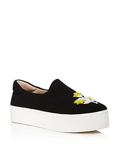 Shop Opening Ceremony Embroidered Platform Slip-on Sneakers In Black