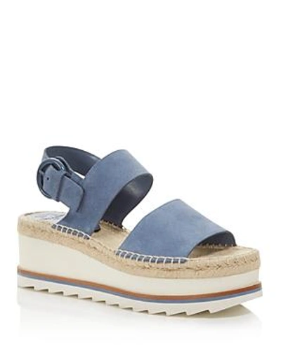 Shop Marc Fisher Ltd Women's Greely Suede Espadrille Wedge Platform Sandals - 100% Exclusive In Blue