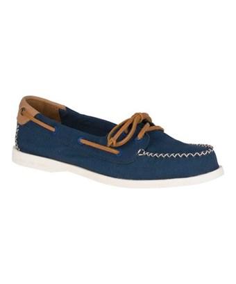 sperry blue canvas boat shoe