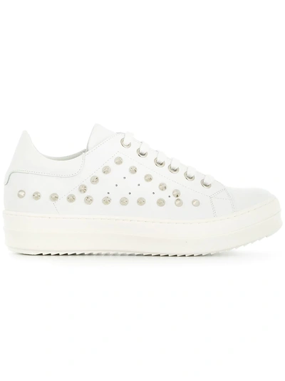 Shop Les Hommes Studded Low-top Sneakers - White