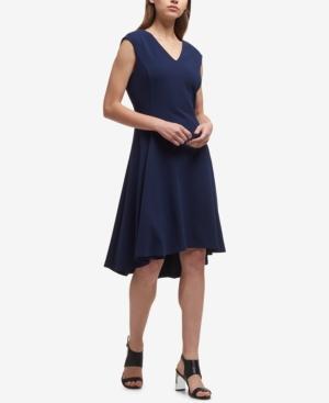 macy's blue high low dress