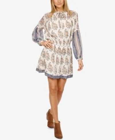 Shop Lucky Brand Mixed-print Peasant Dress In Natural Multi