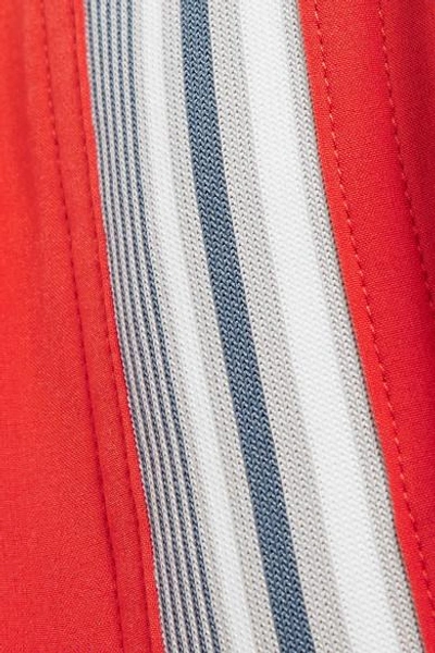 Shop Adidas By Stella Mccartney Climastorm Hiit Striped Layered Stretch Shorts In Red