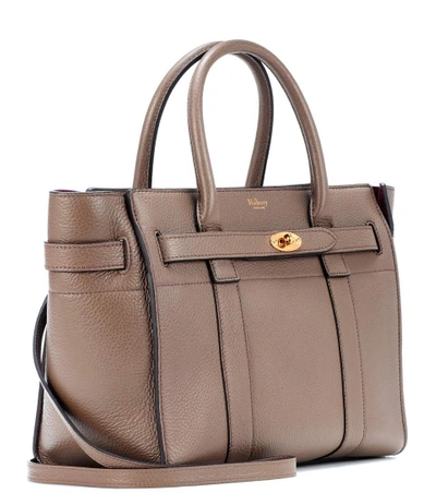 Shop Mulberry Small Bayswater Leather Tote In Brown
