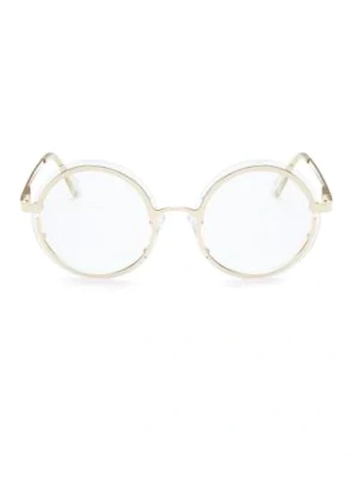 Shop Le Specs Ovation Clear Circle Glasses In Gold