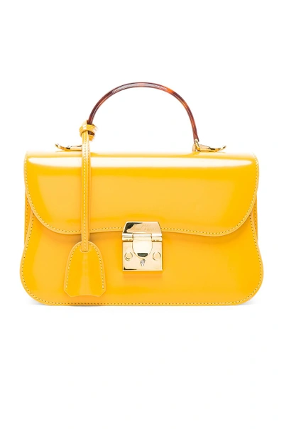 Shop Mark Cross Tortoise Resin Handle Brush Off Dorothy Bag In Yellow