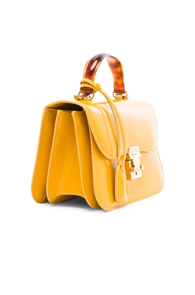 Shop Mark Cross Tortoise Resin Handle Brush Off Dorothy Bag In Yellow