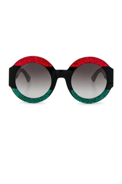 Shop Gucci Urban Web Block Sunglasses In Green  Red & Black Web In Green, Red & Black Web