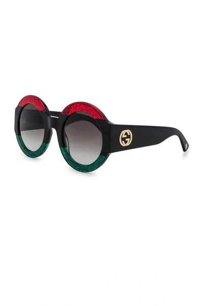 Shop Gucci Urban Web Block Sunglasses In Green  Red & Black Web In Green, Red & Black Web