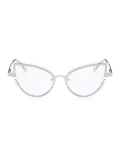 Shop Le Specs Adulation Clear Cat Eye Glasses In Platinum