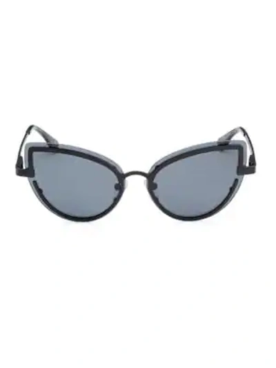 Shop Le Specs Adulation Gray Cat Eye Sunglasses In Matte Black