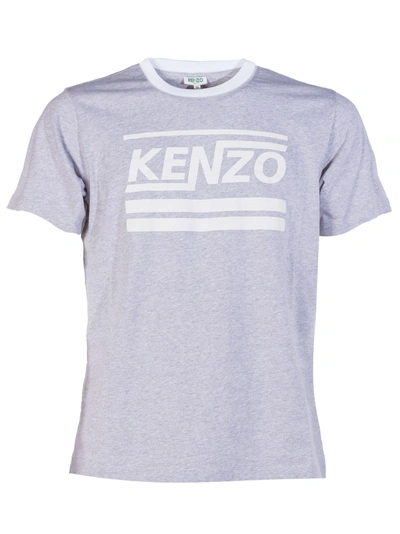 Shop Kenzo Striped Logo T-shirt In Grey