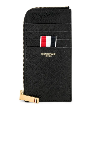 Shop Thom Browne Pebble Grain Half-zip Wallet In Black