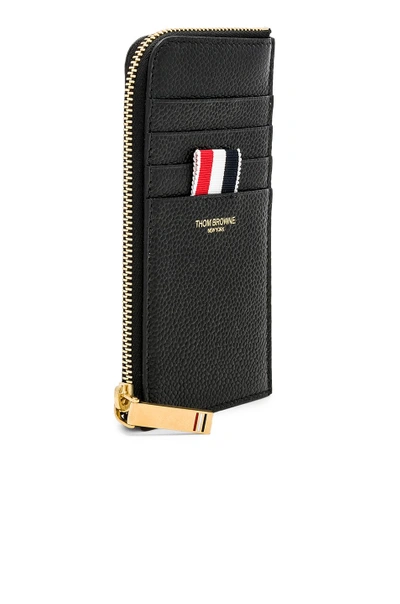 Shop Thom Browne Pebble Grain Half-zip Wallet In Black