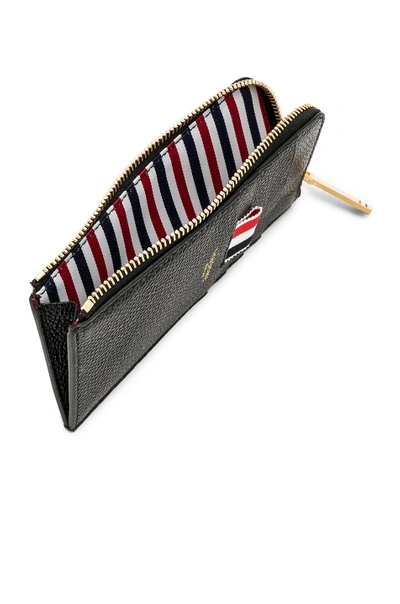 Shop Thom Browne Pebble Grain Half-zip Wallet In Black