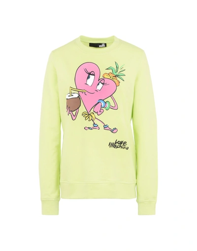 Shop Love Moschino Sweatshirts In Acid Green