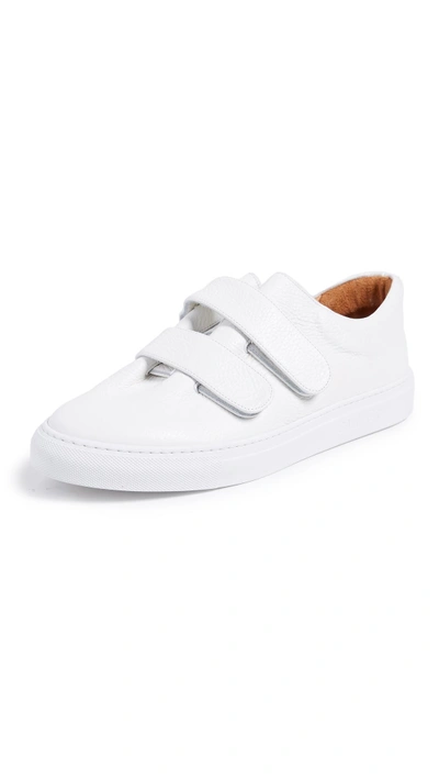 Shop Soloviere Rudy Leather Double Strap Velcro Sneakers In White