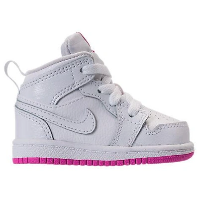 Shop Nike Girls' Toddler Air Jordan 1 Mid Basketball Shoes, White