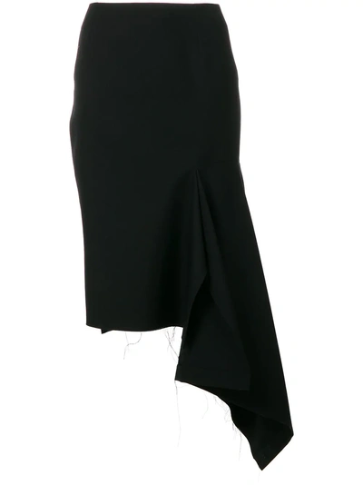 Shop Balenciaga Side Godet Skirt - Black