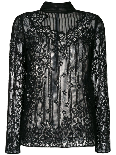 Shop Valentino Floral Lace Embroidered Blouse