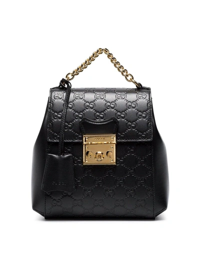 Shop Gucci Black Gg Padlock Leather Backpack
