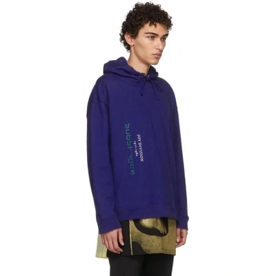 Shop Raf Simons Blue Joy Division Hoodie