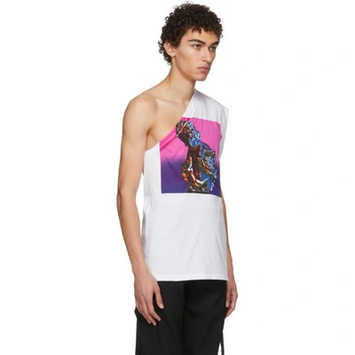 Shop Raf Simons White And Pink Asymmetric T-shirt In 01031 Wt Pk