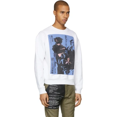 Shop Enfants Riches Deprimes White Deranged Geisha Silhouette Sweatshirt In White/blue