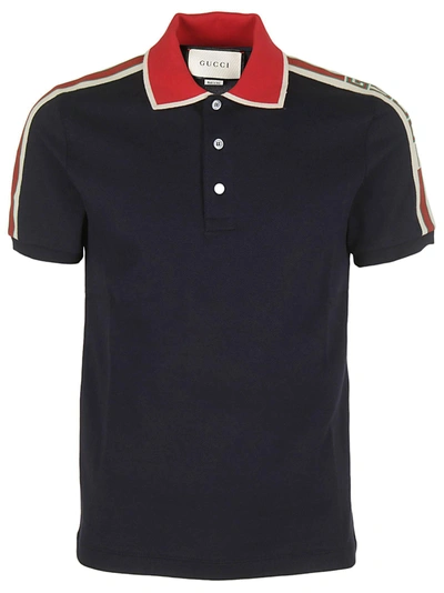 Shop Gucci Stripe Polo Shirt In Blu