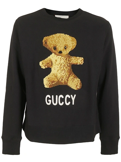 Shop Gucci Teddy Bear Sweatshirt In Nero