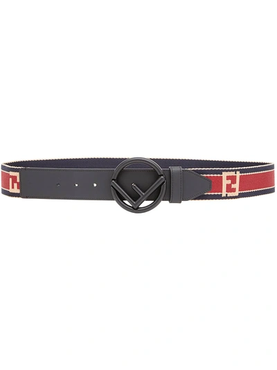 Shop Fendi Logo Buckle Striped Belt - Black