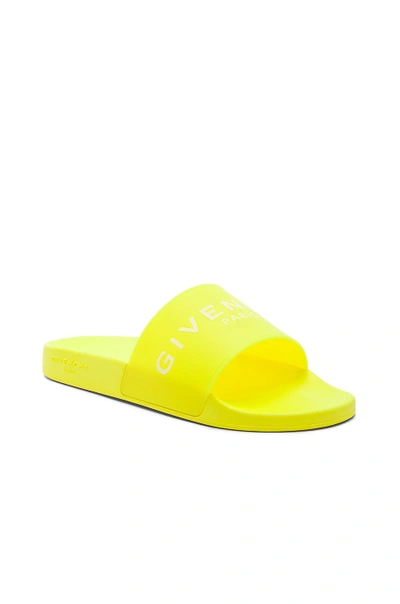 Shop Givenchy Polyurethane Slides In Yellow,neon