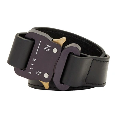 Shop Alyx 1017  9sm Black Leather Mini Buckle Cuff In 001 Black