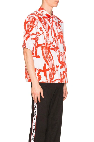 Shop Givenchy Short Sleeve Shirt In Red,white,abstract