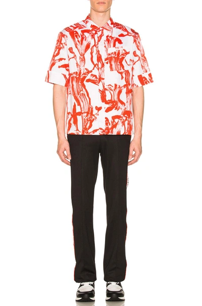 Shop Givenchy Short Sleeve Shirt In Red,white,abstract