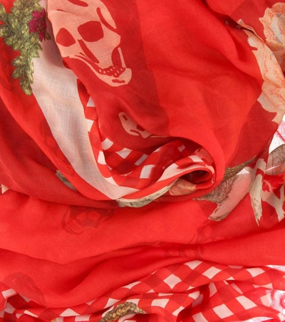 Shop Alexander Mcqueen Patchwork Printed Wool-blend Scarf In Red