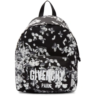 Shop Givenchy Black And White Hydrangea Print Backpack