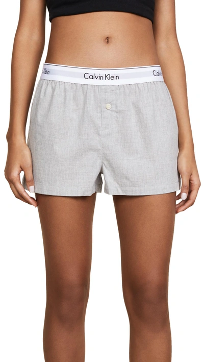 Shop Calvin Klein Underwear Modern Cotton Sleep Shorts In Grey Heather