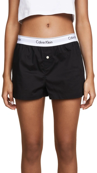 Shop Calvin Klein Underwear Modern Cotton Sleep Shorts In Black