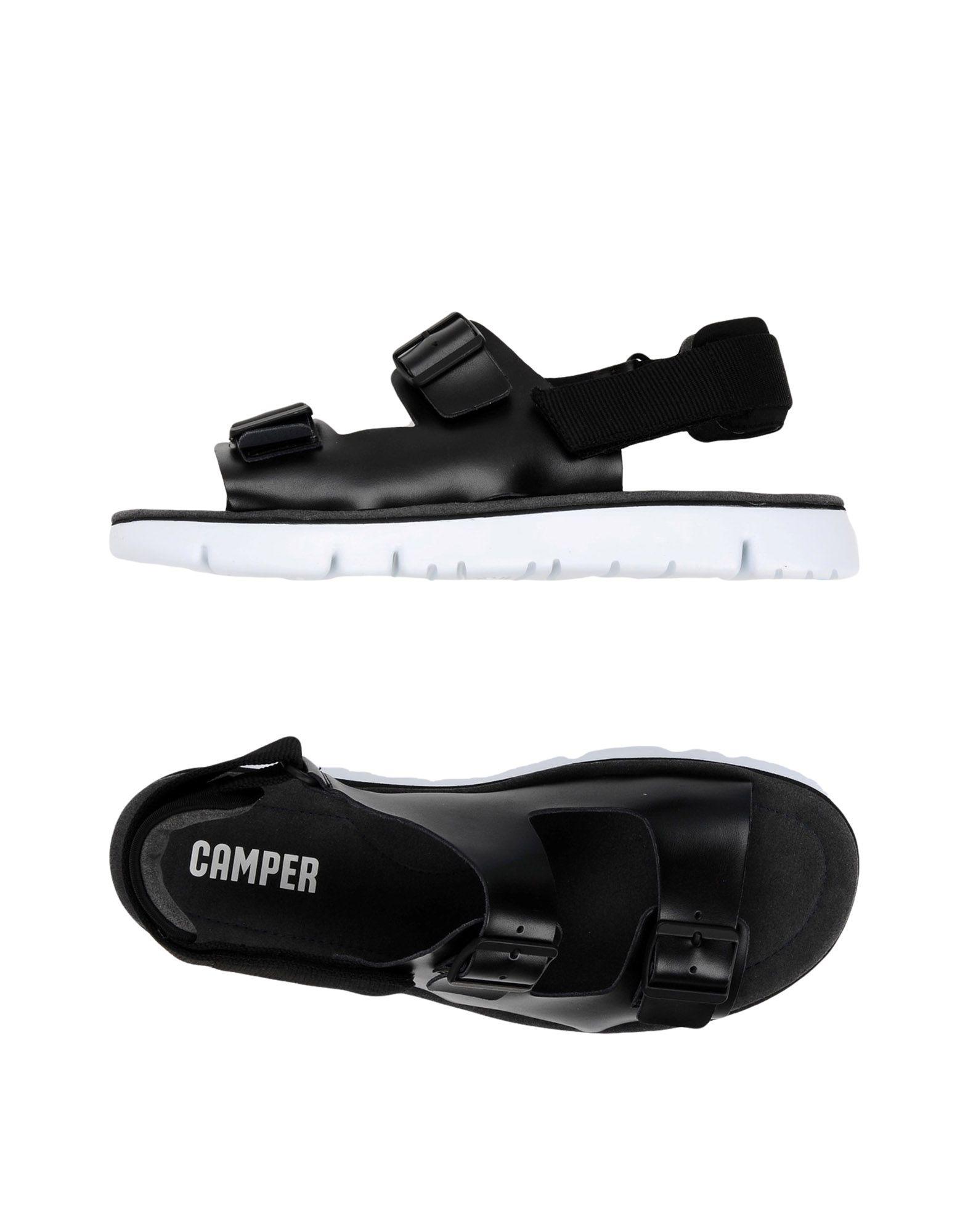 camper black sandals
