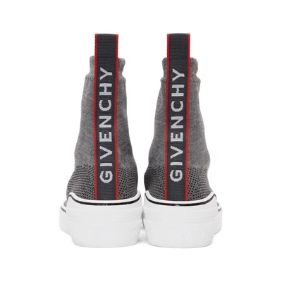 Shop Givenchy Grey George V Knot Sock High-top Sneakers