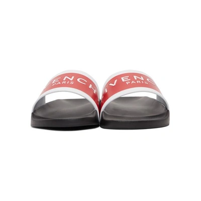 Shop Givenchy Black And Red Logo Pool Slides In 606 Red/blk