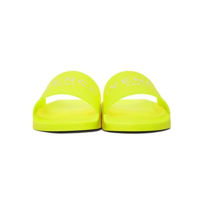 Shop Givenchy Yellow Logo Pool Slides In 734 Yellow