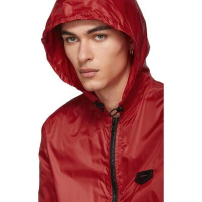 Shop Givenchy Red Hooded Windbreaker In 600 Red
