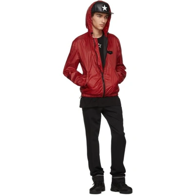 Shop Givenchy Red Hooded Windbreaker In 600 Red